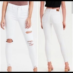 White Distressed American Eagle Skinny Jeans